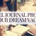 woman sits in tent on vacation writing travel journal prompts