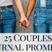 A couple stand against a wall holding hands - couples journal prompts