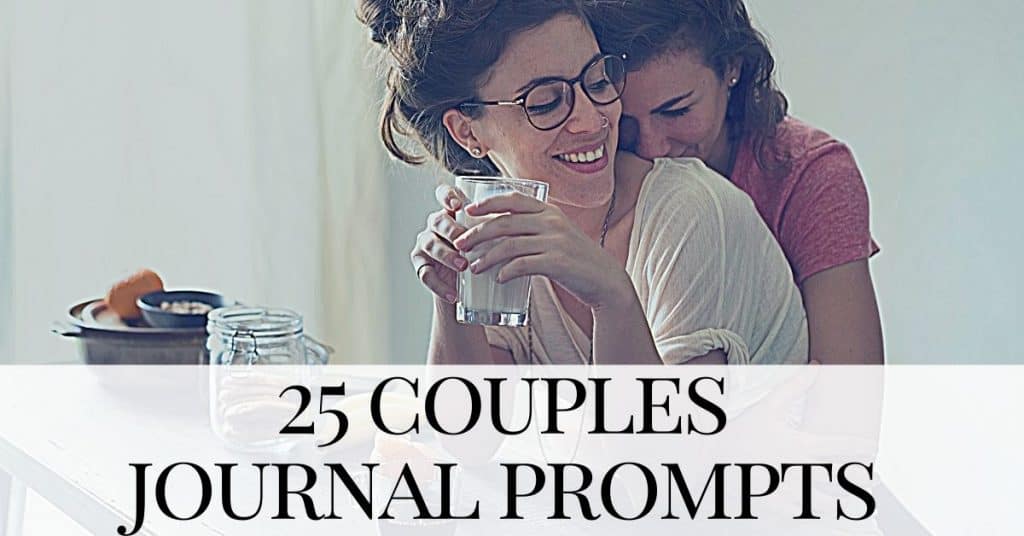 a couple hug at the breakfast table - couples journal prompts