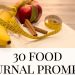 a journal with fruit beside it - Food Journal Prompts
